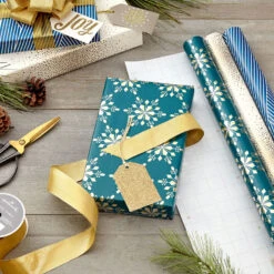 Hallmark Winter Glow 3-Pack Christmas Wrapping Paper Assortment, 80 Sq. Ft. -Hallmark Gift Shop Winter Glow Christmas Wrapping Paper Assortment 5JXW1060 03